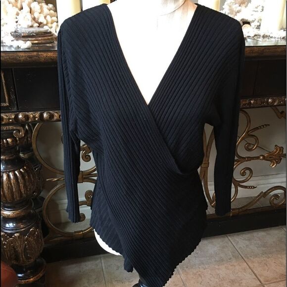 RIBBED V Neck Crossed Sweater - Picture 1 of 5